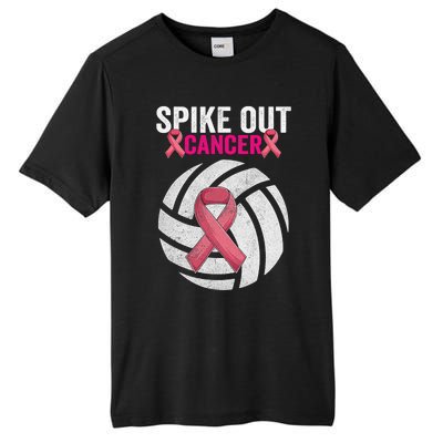 Spike Out Cancer Funny Breast Cancer Awareness Pink Ribbon Volleyball Tall Fusion ChromaSoft Performance T-Shirt