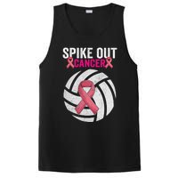 Spike Out Cancer Funny Breast Cancer Awareness Pink Ribbon Volleyball PosiCharge Competitor Tank