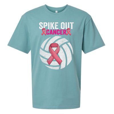 Spike Out Cancer Funny Breast Cancer Awareness Pink Ribbon Volleyball Sueded Cloud Jersey T-Shirt