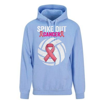 Spike Out Cancer Funny Breast Cancer Awareness Pink Ribbon Volleyball Unisex Surf Hoodie