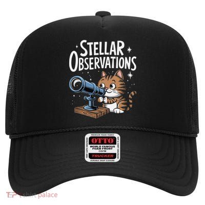 Stellar Observations Cat Art High Crown Mesh Back Trucker Hat