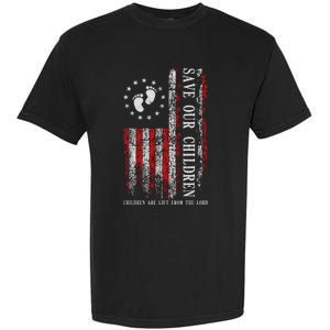 Save Our Children Are Gift From The Lord Freedom USA Flag Garment-Dyed Heavyweight T-Shirt