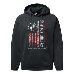 Save Our Children Are Gift From The Lord Freedom USA Flag Performance Fleece Hoodie