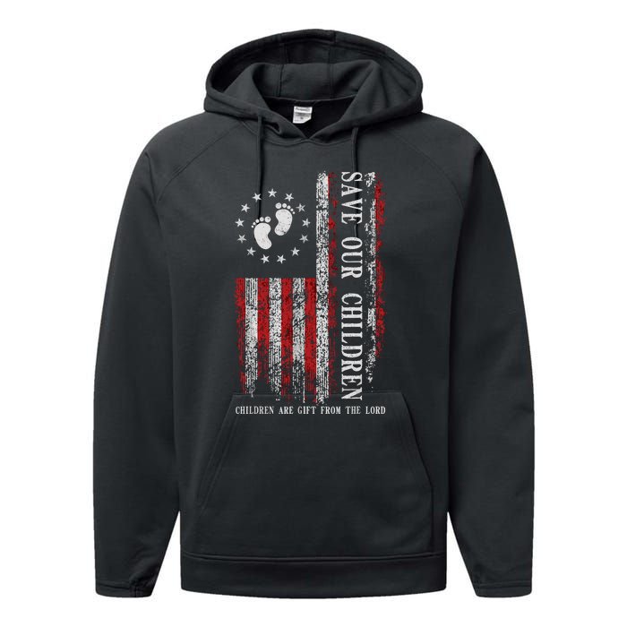 Save Our Children Are Gift From The Lord Freedom USA Flag Performance Fleece Hoodie