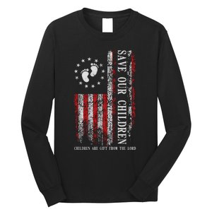 Save Our Children Are Gift From The Lord Freedom USA Flag Long Sleeve Shirt