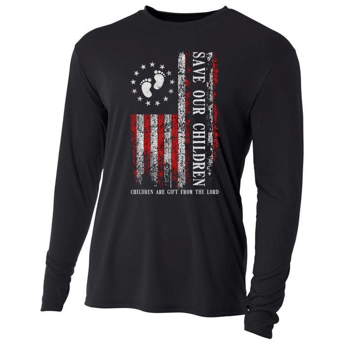 Save Our Children Are Gift From The Lord Freedom USA Flag Cooling Performance Long Sleeve Crew