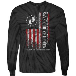 Save Our Children Are Gift From The Lord Freedom USA Flag Tie-Dye Long Sleeve Shirt