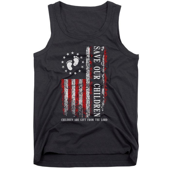 Save Our Children Are Gift From The Lord Freedom USA Flag Tank Top