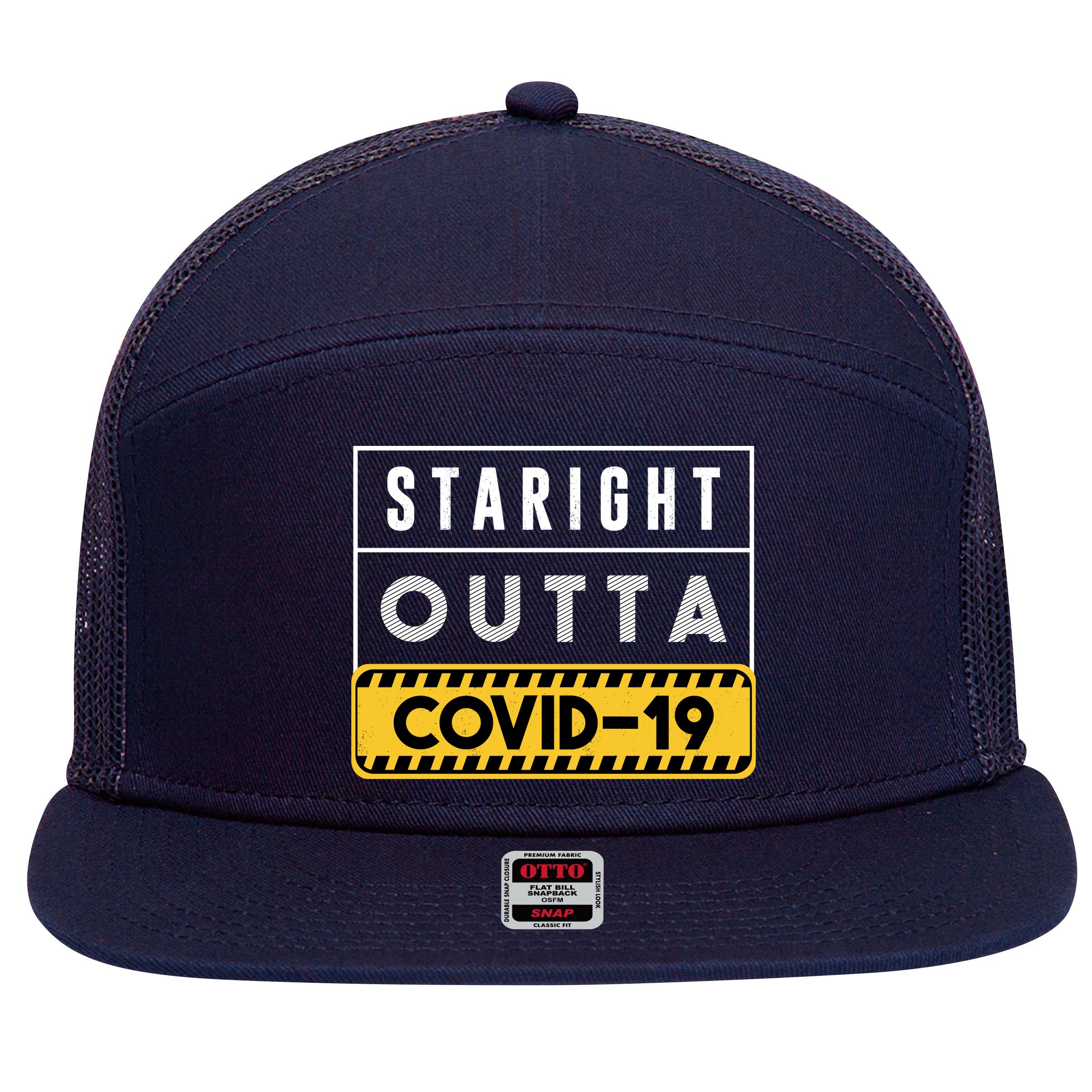 Straight Outta Covid 19 7 Panel Mesh Trucker Snapback Hat