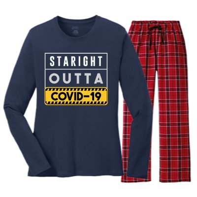 Straight Outta Covid 19 Women's Long Sleeve Flannel Pajama Set 