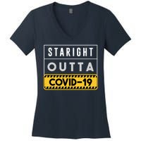 Straight Outta Covid 19 Women's V-Neck T-Shirt