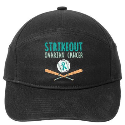 Strikeout Ovarian Cancer Baseball Teal Ribbon Awareness 7-Panel Snapback Hat