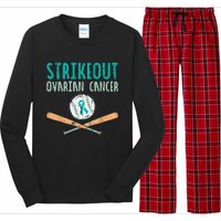 Strikeout Ovarian Cancer Baseball Teal Ribbon Awareness Long Sleeve Pajama Set