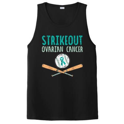 Strikeout Ovarian Cancer Baseball Teal Ribbon Awareness PosiCharge Competitor Tank