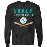 Strikeout Ovarian Cancer Baseball Teal Ribbon Awareness Tie-Dye Long Sleeve Shirt