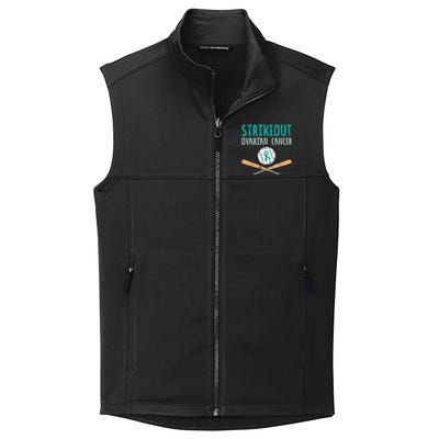 Strikeout Ovarian Cancer Baseball Teal Ribbon Awareness Collective Smooth Fleece Vest