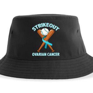 Strikeout Ovarian Cancer Baseball Teal Ribbon Awareness Sustainable Bucket Hat