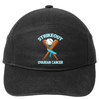 Strikeout Ovarian Cancer Baseball Teal Ribbon Awareness 7-Panel Snapback Hat