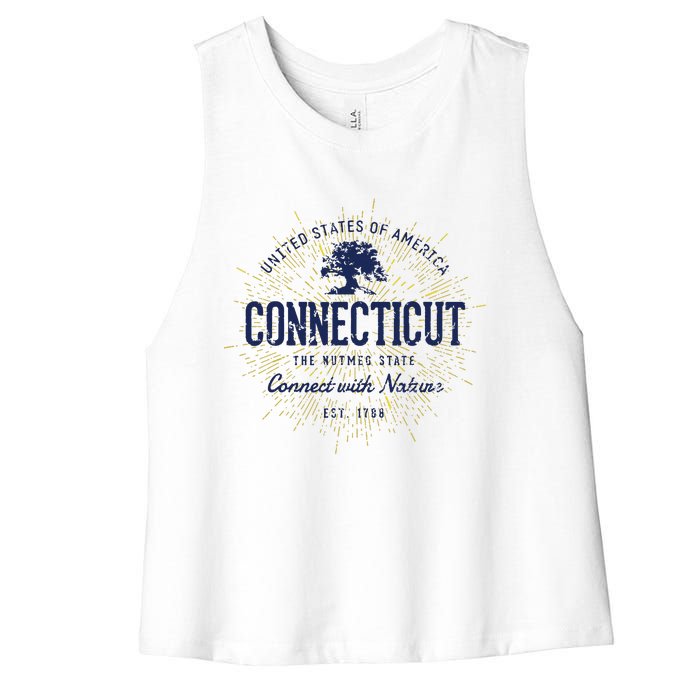 State Of Connecticut Vintage Retro Connecticut Women's Racerback Cropped Tank