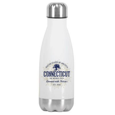 State Of Connecticut Vintage Retro Connecticut Stainless Steel Insulated Water Bottle