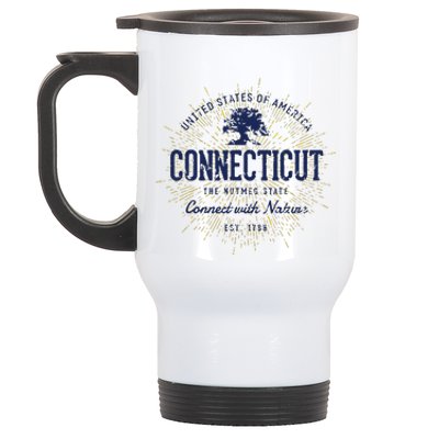 State Of Connecticut Vintage Retro Connecticut Stainless Steel Travel Mug