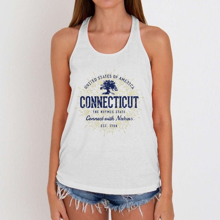 State Of Connecticut Vintage Retro Connecticut Women's Knotted Racerback Tank