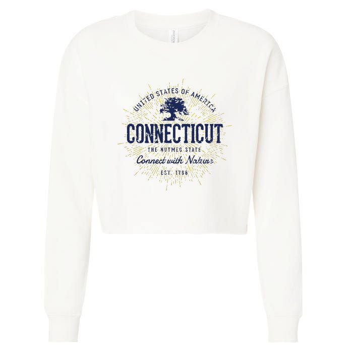 State Of Connecticut Vintage Retro Connecticut Cropped Pullover Crew