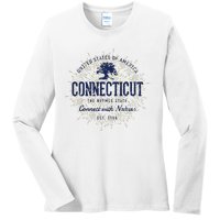 State Of Connecticut Vintage Retro Connecticut Ladies Long Sleeve Shirt