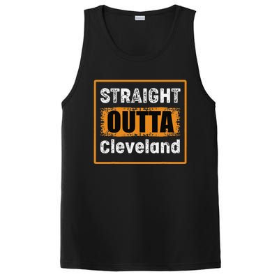 Straight Outta Cleveland Ohio USA Retro Distressed PosiCharge Competitor Tank