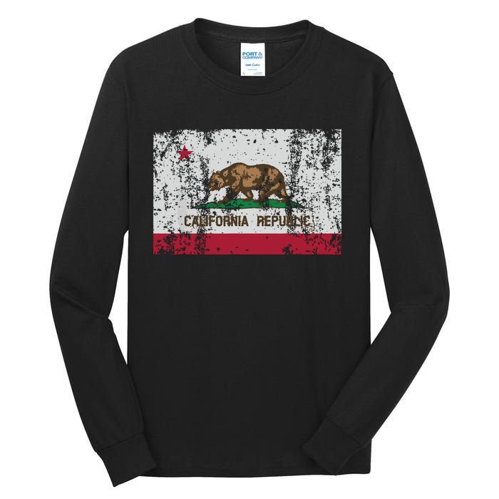 State Of California Flag Vintage Distressed Retro Gift Tall Long Sleeve T-Shirt