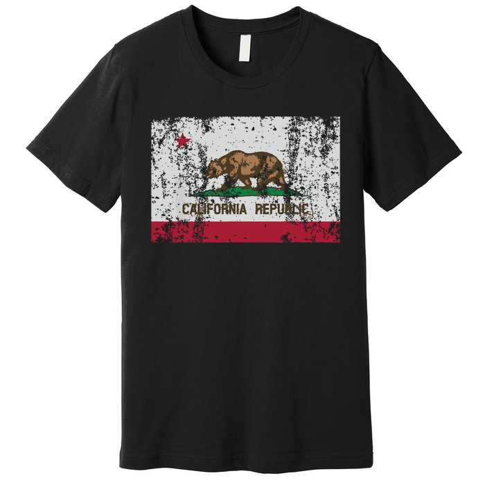 State Of California Flag Vintage Distressed Retro Gift Premium T-Shirt