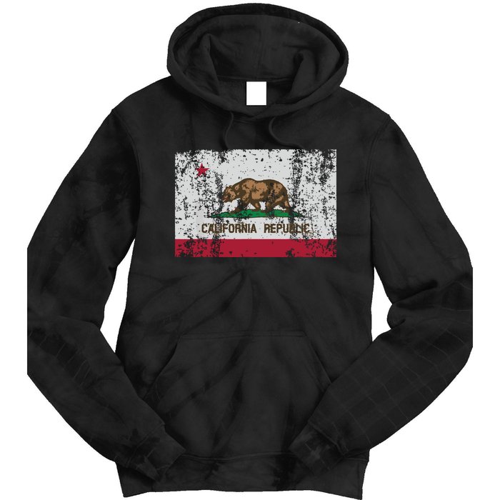 State Of California Flag Vintage Distressed Retro Gift Tie Dye Hoodie