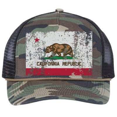 State Of California Flag Vintage Distressed Retro Gift Retro Rope Trucker Hat Cap