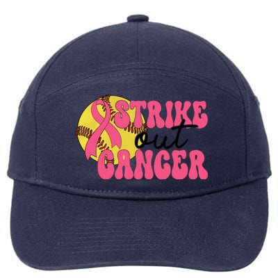 Strike Out Cancer Softball Breast Cancer Awareness 7-Panel Snapback Hat