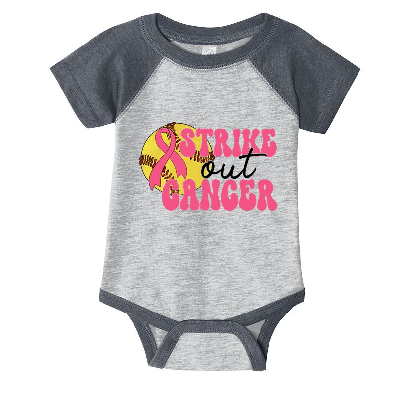 Strike Out Cancer Softball Breast Cancer Awareness Infant Baby Jersey Bodysuit