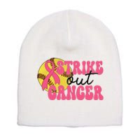 Strike Out Cancer Softball Breast Cancer Awareness Short Acrylic Beanie