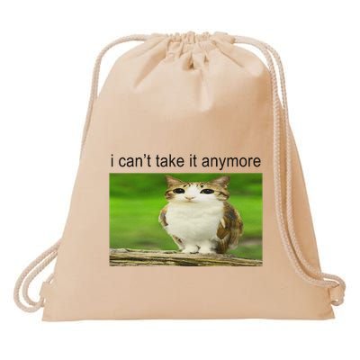 Silly Owl Cat Meme I CanT Take It Anymore Drawstring Bag