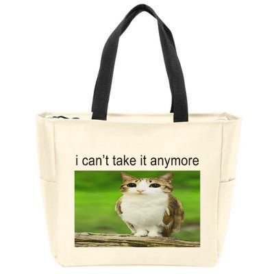 Silly Owl Cat Meme I CanT Take It Anymore Zip Tote Bag