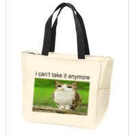 Silly Owl Cat Meme I CanT Take It Anymore Zip Tote Bag