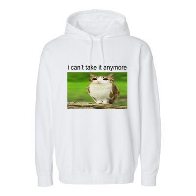 Silly Owl Cat Meme I CanT Take It Anymore Garment-Dyed Fleece Hoodie