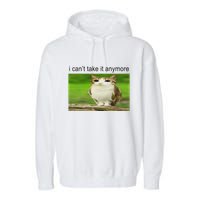 Silly Owl Cat Meme I CanT Take It Anymore Garment-Dyed Fleece Hoodie