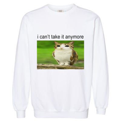 Silly Owl Cat Meme I CanT Take It Anymore Garment-Dyed Sweatshirt