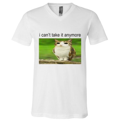 Silly Owl Cat Meme I CanT Take It Anymore V-Neck T-Shirt