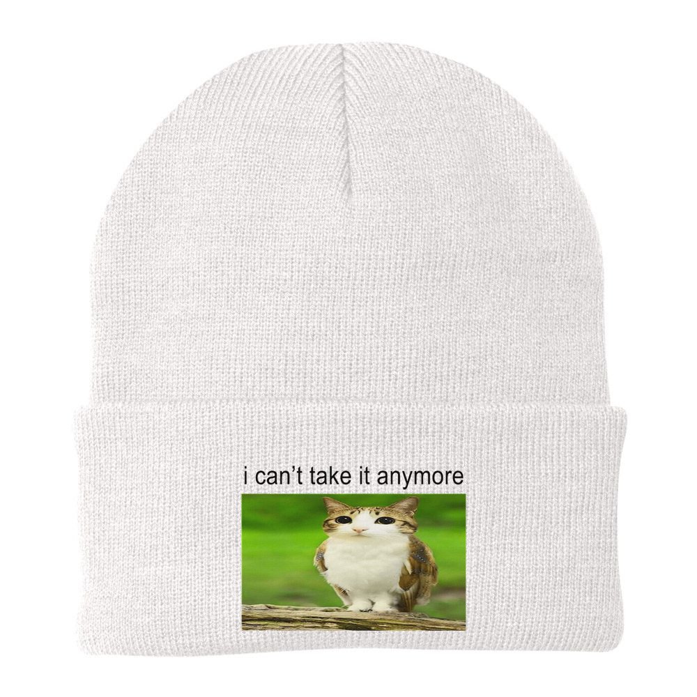 Silly Owl Cat Meme I CanT Take It Anymore Beanie
