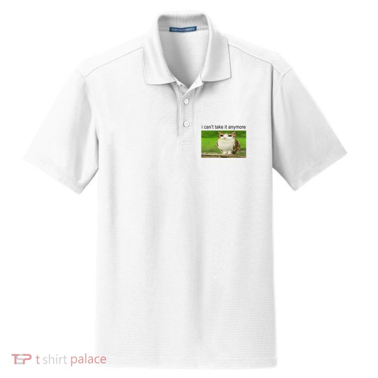 Silly Owl Cat Meme I CanT Take It Anymore Dry Zone Grid Polo
