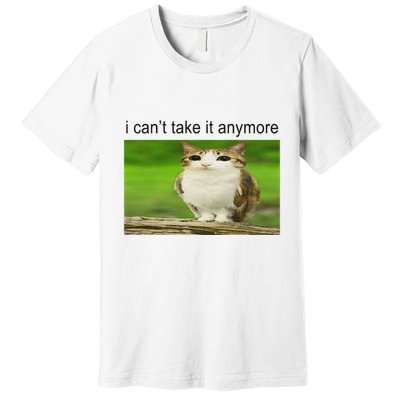 Silly Owl Cat Meme I CanT Take It Anymore Premium T-Shirt