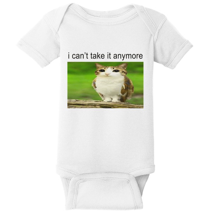 Silly Owl Cat Meme I CanT Take It Anymore Baby Bodysuit