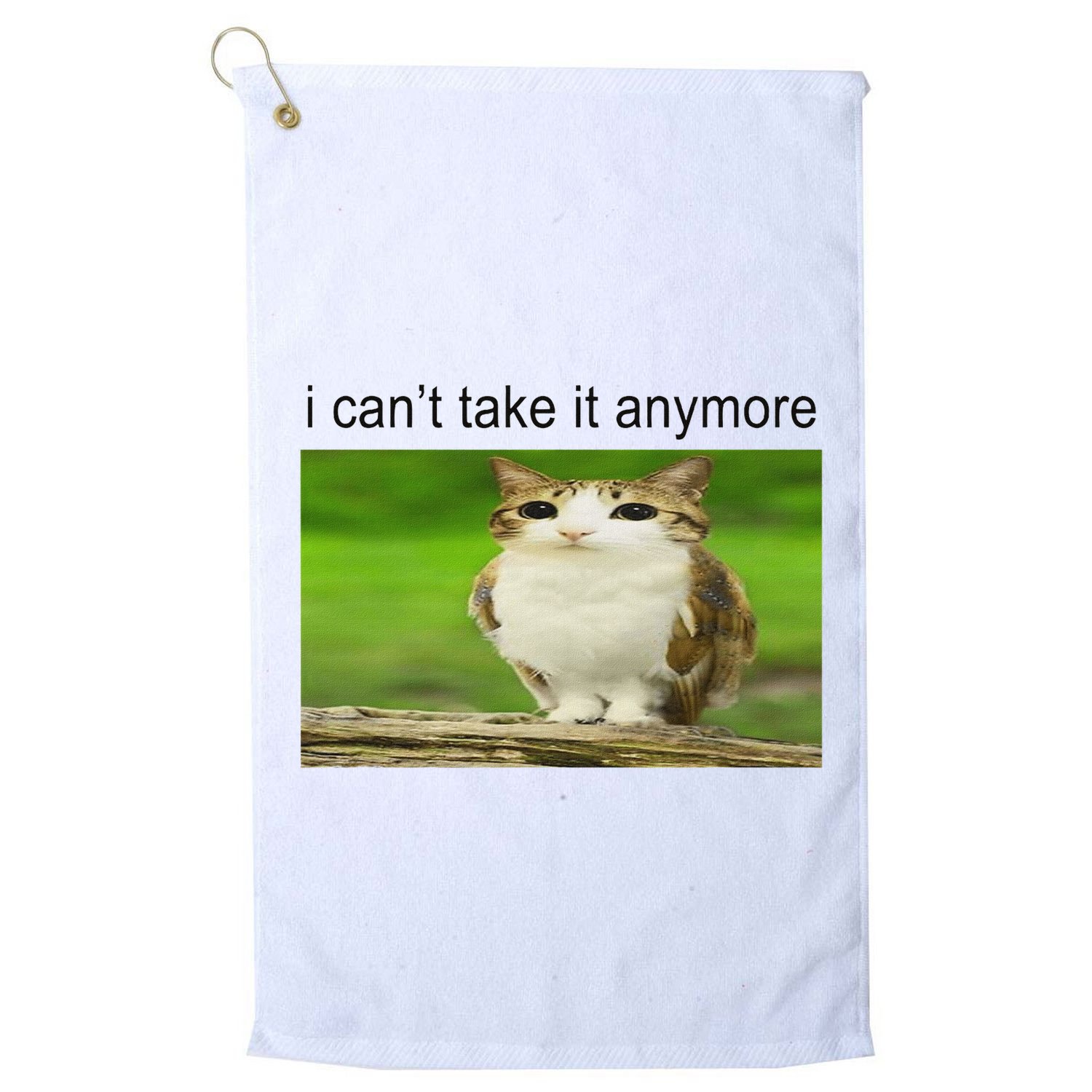 Silly Owl Cat Meme I CanT Take It Anymore Golf Towel