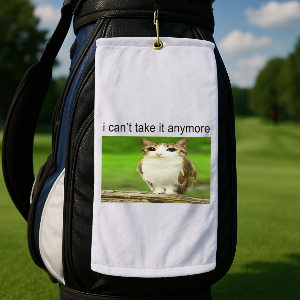 Silly Owl Cat Meme I CanT Take It Anymore Golf Towel