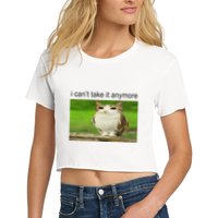 Silly Owl Cat Meme I CanT Take It Anymore Crop Top